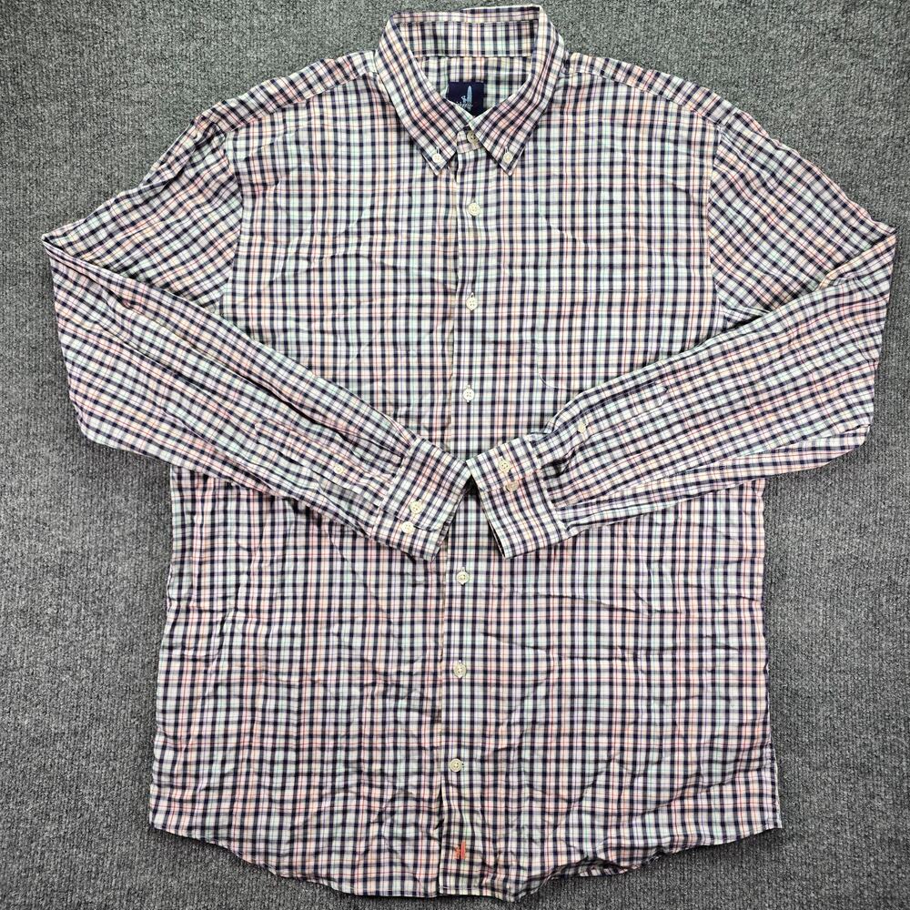 Johnnie-O Shirt Mens XL Abyss Blue Multi Plaid Button Down Long Sleeve Casual